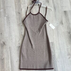 Abercrombie & Fitch Brown and Cream Midi Dress